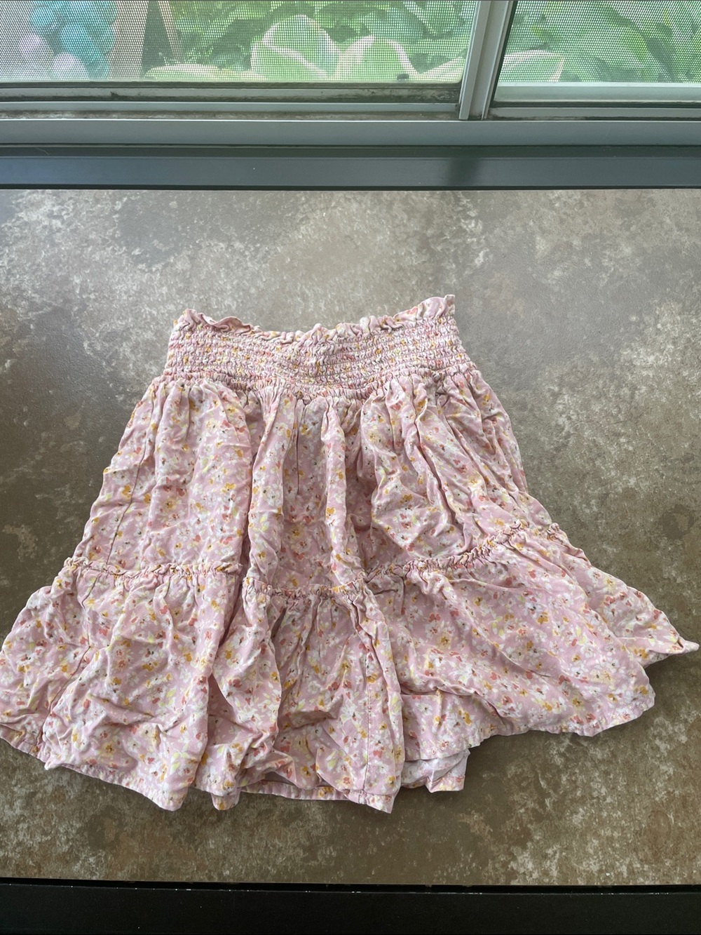 wild fable Pink Floral Tiered Smocked Skirt small